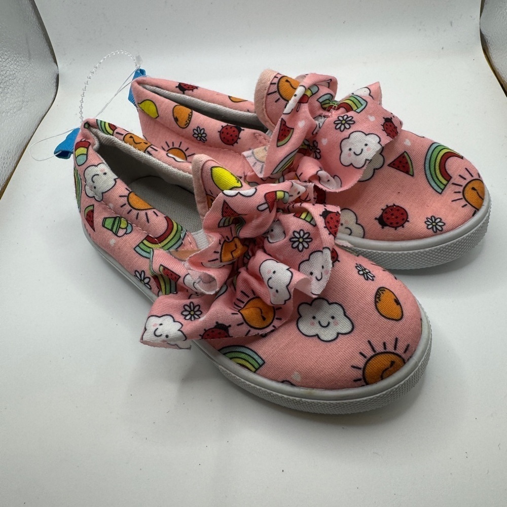 NWT Limited Too Toddler Size 9 Pink and White Slip On Sneakers Summer Design